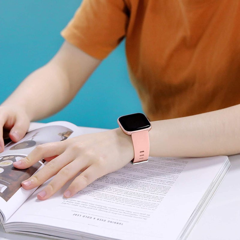 Meliya PACK 3 Soft Silicone Bands Compatible for Fitbit Versa 2 / Fitbit Versa/Fitbit Versa Lite Adjustable Sport Bands for Women Men Small Large (Purple+Violet+Peach, Small) - Image 3